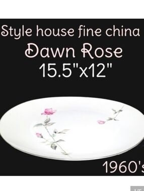 Vintage 1960's Style house fine china dawn rose pattern serving platter 15.5"